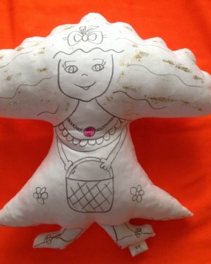 PRINCEZNA se třpytkami, předkreslená, určená k malování fixy na textil